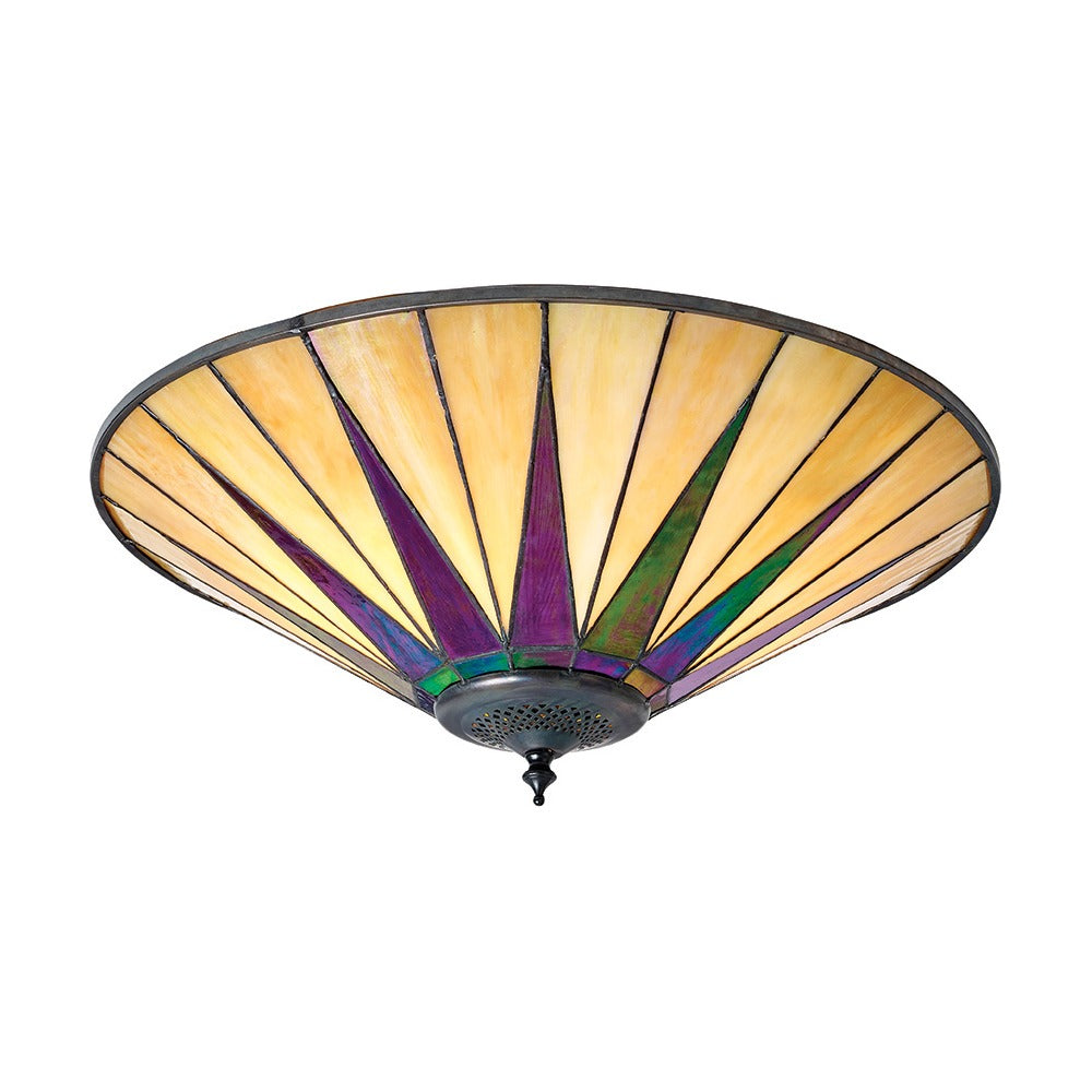 Wistcombe Star Large 2 Light Tiffany Flush Ceiling Light - Multicoloured