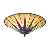 Wistcombe Star Large 2 Light Tiffany Flush Ceiling Light - Multicoloured