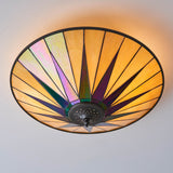 Wistcombe Star Large 2 Light Tiffany Flush Ceiling Light - Multicoloured