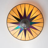 Wistcombe Star Large 2 Light Tiffany Flush Ceiling Light - Multicoloured