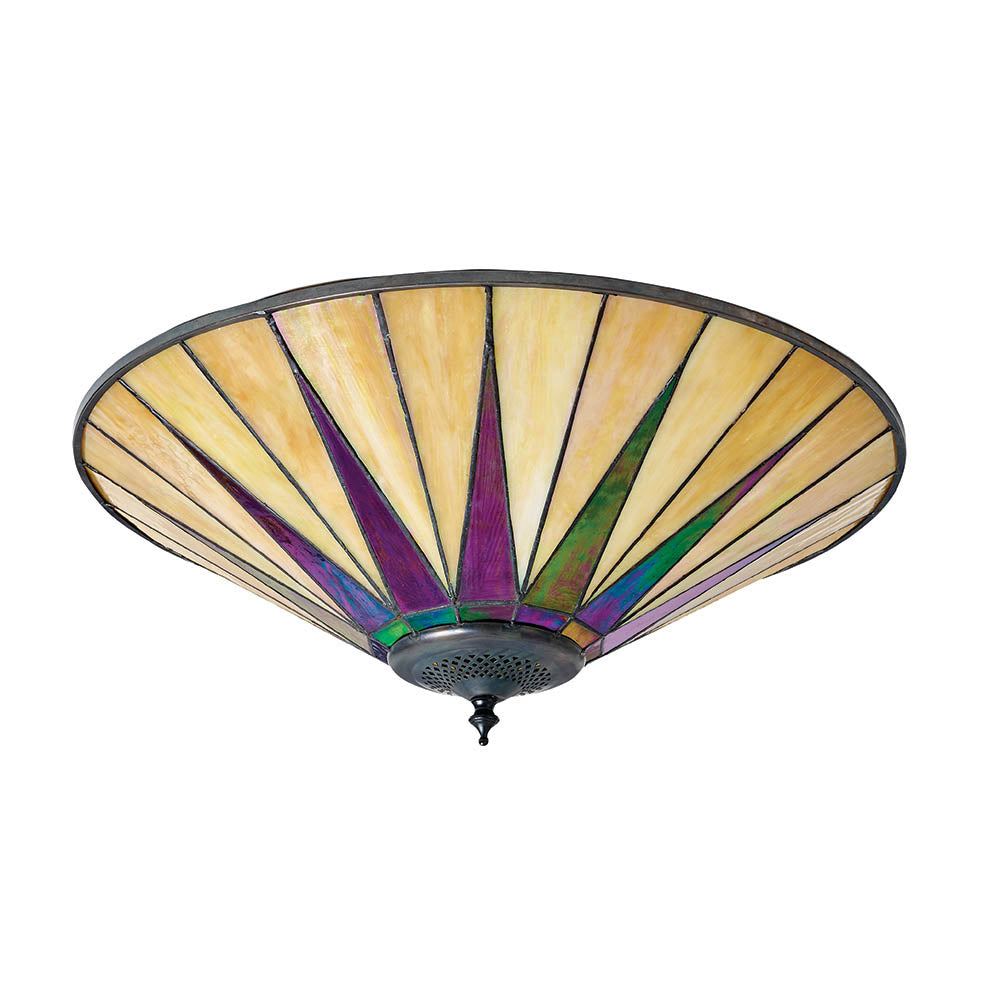 Wistcombe Star Large 2 Light Tiffany Flush Ceiling Light - Multicoloured