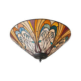 Elderford Medium 2 Light Tiffany Flush Ceiling Light - Multicoloured