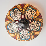 Elderford Medium 2 Light Tiffany Flush Ceiling Light - Multicoloured