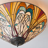 Elderford Medium 2 Light Tiffany Flush Ceiling Light - Multicoloured