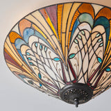 Elderford Medium 2 Light Tiffany Flush Ceiling Light - Multicoloured