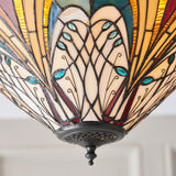 Elderford Medium 2 Light Tiffany Flush Ceiling Light - Multicoloured