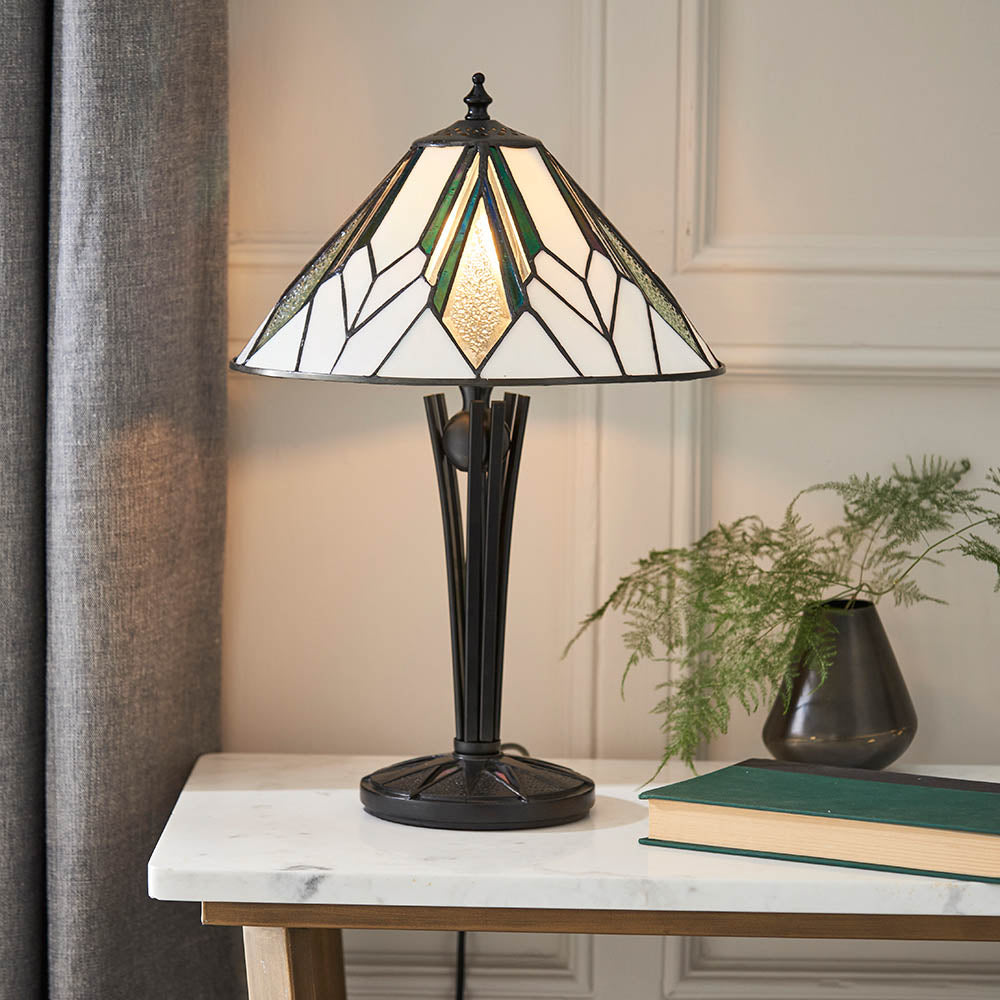 Larkbury Small Tiffany Table Lamp - Black