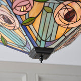 Thornmere Large 2 Light Tiffany Flush Ceiling Light - Multicoloured