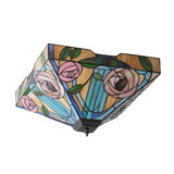 Thornmere Large 2 Light Tiffany Flush Ceiling Light - Multicoloured