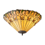 Larncombe Large 2 Light Tiffany Flush Ceiling Light - Multicoloured