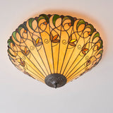 Larncombe Large 2 Light Tiffany Flush Ceiling Light - Multicoloured