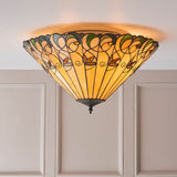 Larncombe Large 2 Light Tiffany Flush Ceiling Light - Multicoloured