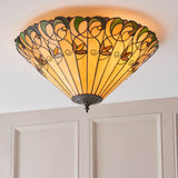 Larncombe Large 2 Light Tiffany Flush Ceiling Light - Multicoloured