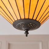 Larncombe Large 2 Light Tiffany Flush Ceiling Light - Multicoloured