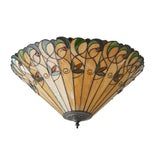 Larncombe Large 2 Light Tiffany Flush Ceiling Light - Multicoloured