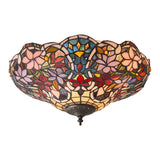 Sedgehurst Medium 2 Light Tiffany Flush Ceiling Light - Multicoloured