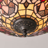 Sedgehurst Medium 2 Light Tiffany Flush Ceiling Light - Multicoloured