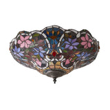 Sedgehurst Medium 2 Light Tiffany Flush Ceiling Light - Multicoloured