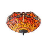 Alderworth Medium 2 Light Tiffany Flush Ceiling Light - Flame