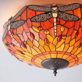 Alderworth Medium 2 Light Tiffany Flush Ceiling Light - Flame