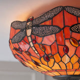 Alderworth Medium 2 Light Tiffany Flush Ceiling Light - Flame