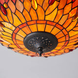 Alderworth Medium 2 Light Tiffany Flush Ceiling Light - Flame