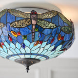 Alderworth Medium 2 Light Tiffany Flush Ceiling Light - Blue