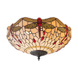 Alderworth Medium 2 Light Tiffany Flush Ceiling Light - Beige