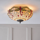 Alderworth Medium 2 Light Tiffany Flush Ceiling Light - Beige