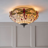 Alderworth Medium 2 Light Tiffany Flush Ceiling Light - Beige