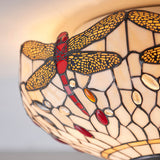 Alderworth Medium 2 Light Tiffany Flush Ceiling Light - Beige