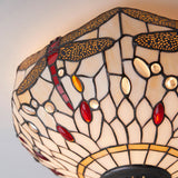Alderworth Medium 2 Light Tiffany Flush Ceiling Light - Beige