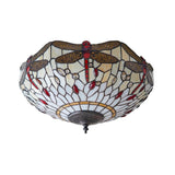Alderworth Medium 2 Light Tiffany Flush Ceiling Light - Beige