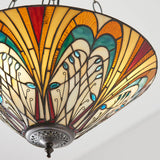 Elderford Medium 3 Light Tiffany Inverted Pendant - Multicoloured
