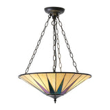 Wistcombe Star Large 3 Light Tiffany Inverted Pendant - Multicoloured
