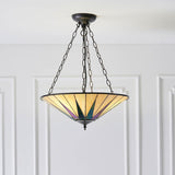 Wistcombe Star Large 3 Light Tiffany Inverted Pendant - Multicoloured