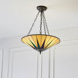 Wistcombe Star Large 3 Light Tiffany Inverted Pendant - Multicoloured