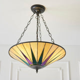 Wistcombe Star Large 3 Light Tiffany Inverted Pendant - Multicoloured