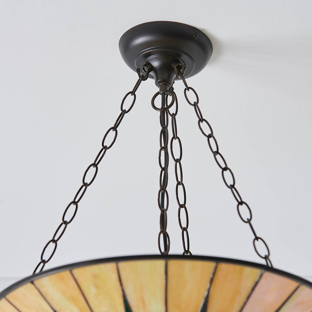 Wistcombe Star Large 3 Light Tiffany Inverted Pendant - Multicoloured