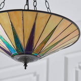 Wistcombe Star Large 3 Light Tiffany Inverted Pendant - Multicoloured
