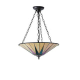 Wistcombe Star Large 3 Light Tiffany Inverted Pendant - Multicoloured