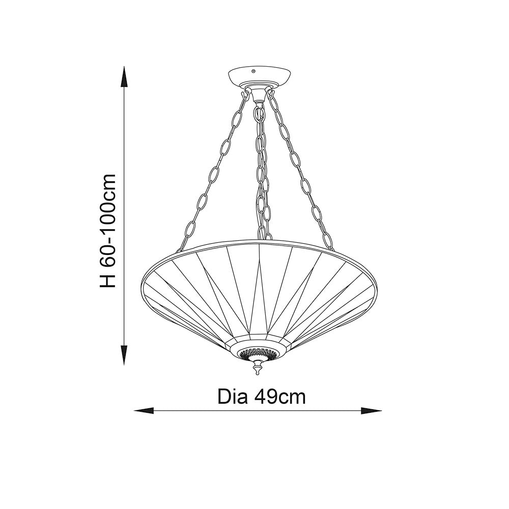Wistcombe Star Large 3 Light Tiffany Inverted Pendant - Multicoloured