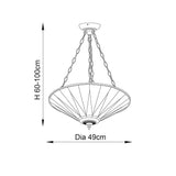 Wistcombe Star Large 3 Light Tiffany Inverted Pendant - Multicoloured