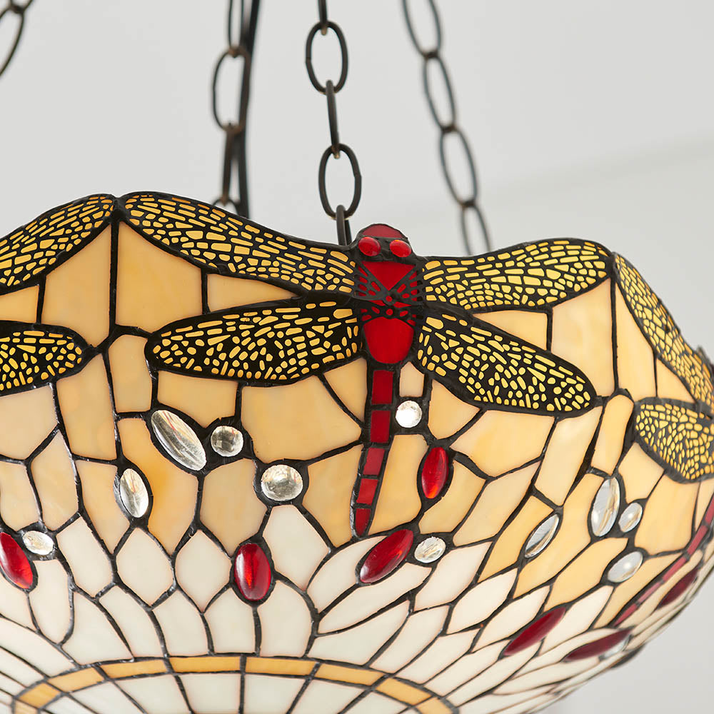 Alderworth Medium 3 Light Tiffany Inverted Pendant - Beige
