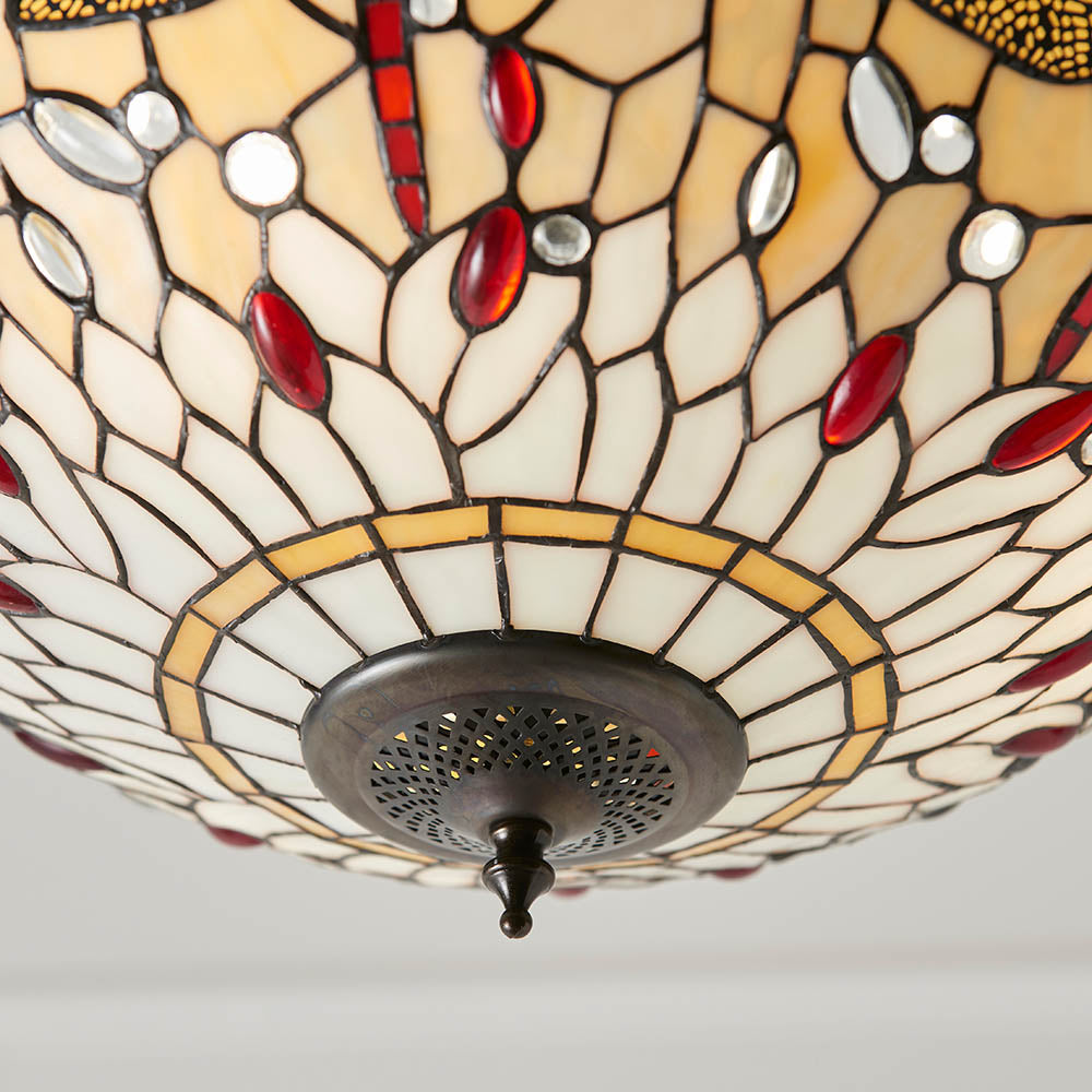 Alderworth Medium 3 Light Tiffany Inverted Pendant - Beige