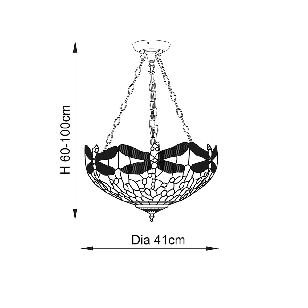 Alderworth Medium 3 Light Tiffany Inverted Pendant - Beige