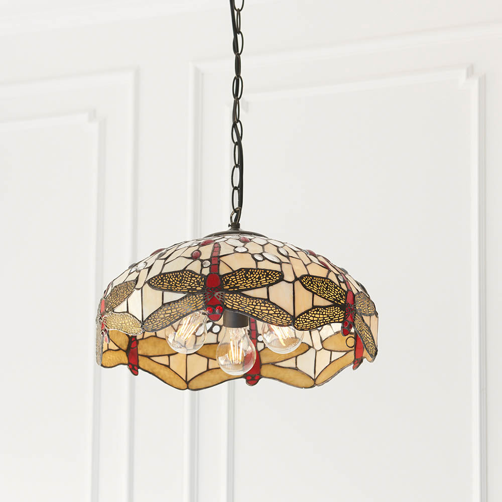 Alderworth Medium 3 Light Tiffany Pendant - Beige