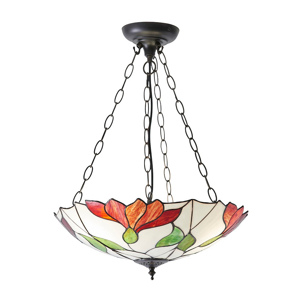 Amberhurst 3 Light Tiffany Inverted Pendant - Multicoloured