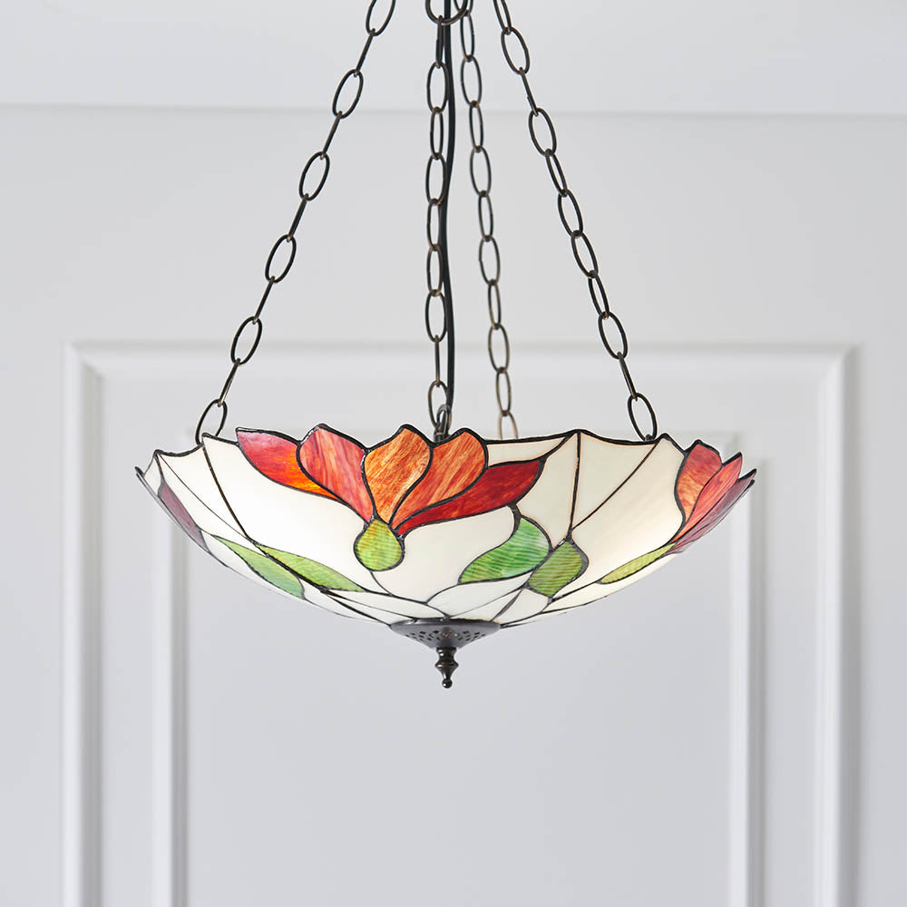 Amberhurst 3 Light Tiffany Inverted Pendant - Multicoloured