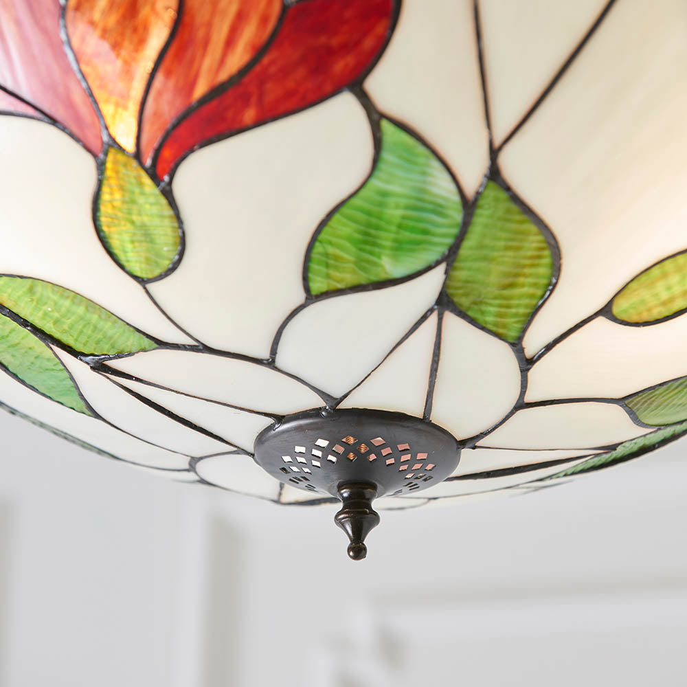 Amberhurst 3 Light Tiffany Inverted Pendant - Multicoloured
